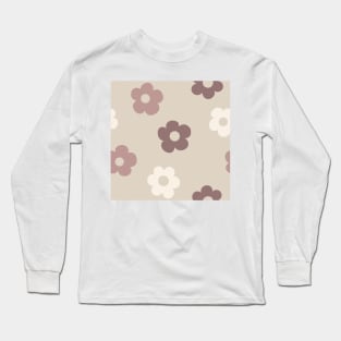 Chunky Retro Flowers - Muted Mauve Mix Long Sleeve T-Shirt